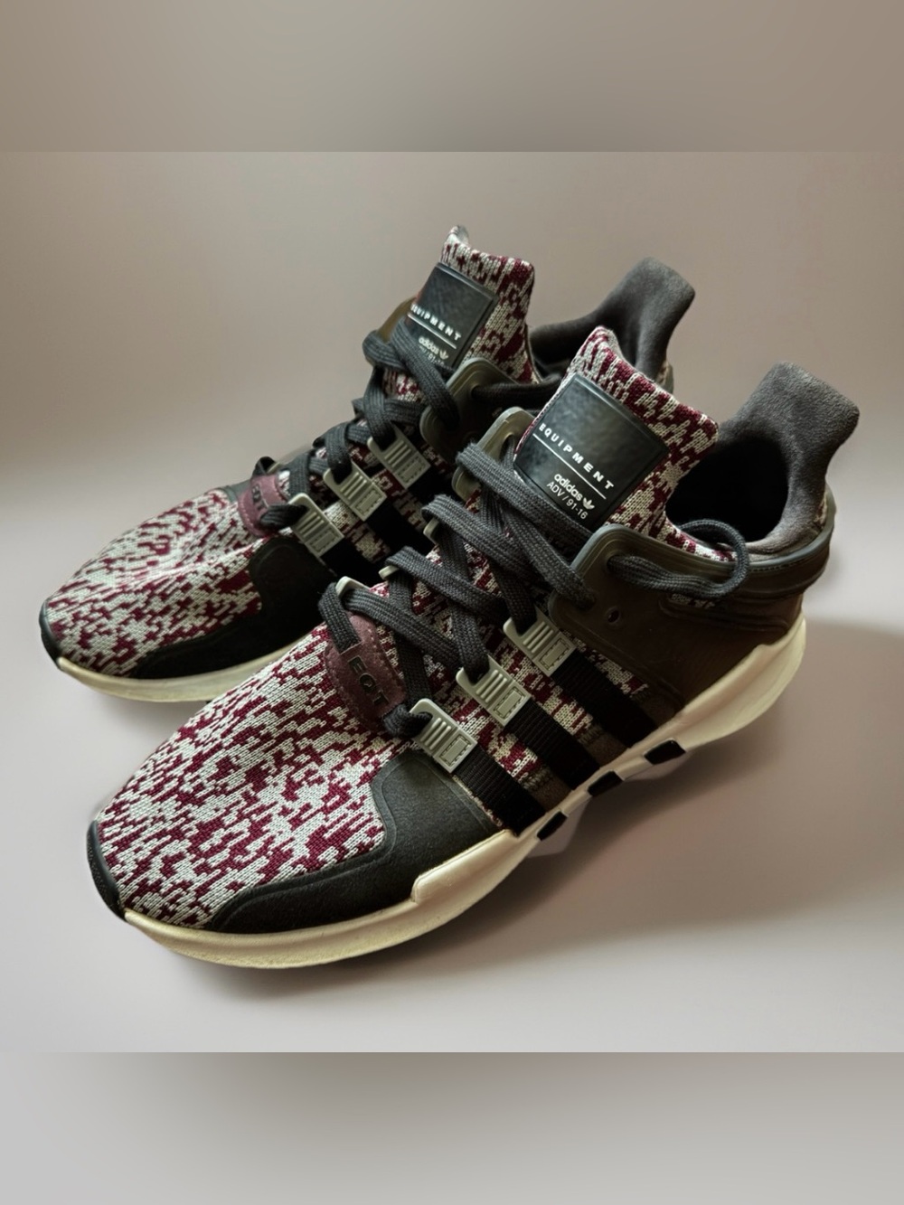 Adidas EQT Support ADV Kinetic Maroon Grey Black Men's Running Shoes AC7367 Sz 9